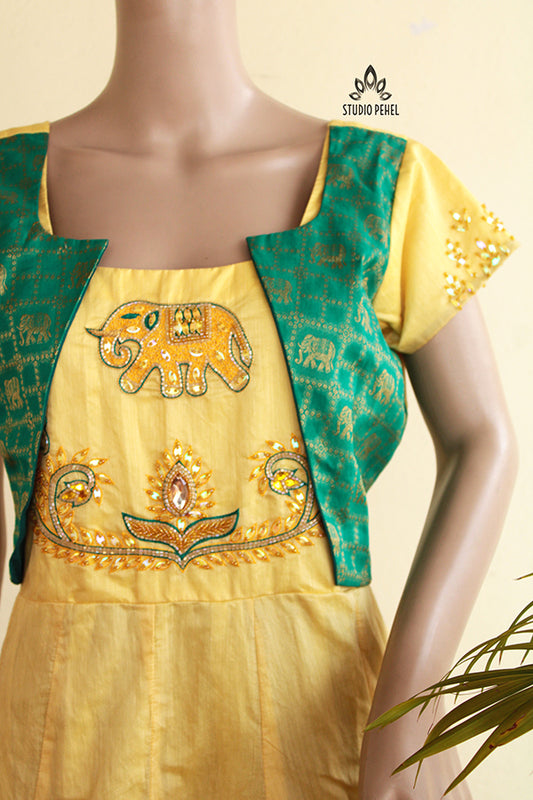 Yellow chanderi hati Women's dress