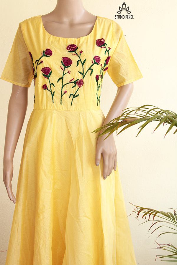 Yellow Chanderi Dress
