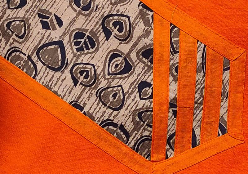 Bindu orange woven cotton Salwar set - STUDIO PEHEL 