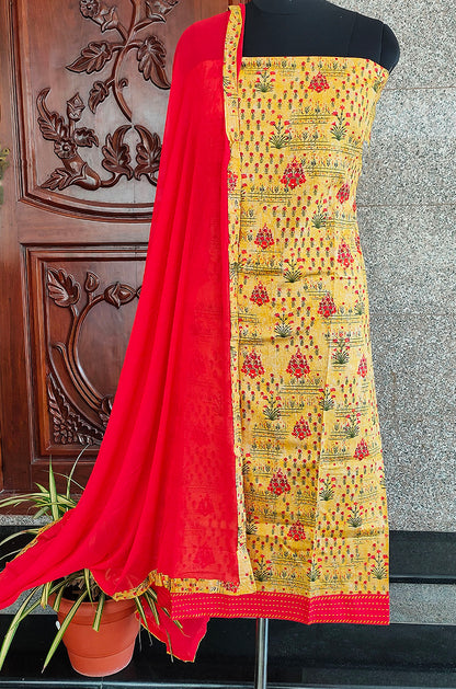 Mathuri yellow/red double top Salwar set - STUDIO PEHEL 
