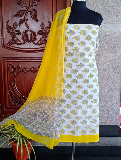 Neelima organza white yellow Salwar Suit - STUDIO PEHEL 