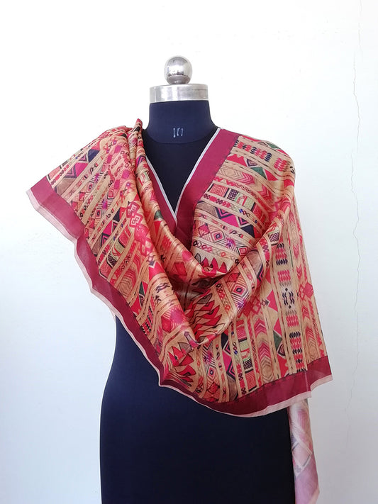 Polysilk Handpainted Dupatta - STUDIO PEHEL 