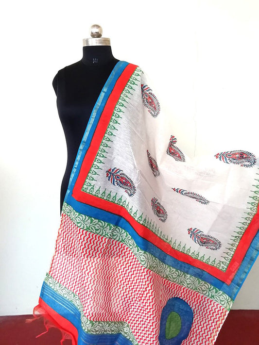 Cotton chanderi block printed Dupatta - STUDIO PEHEL