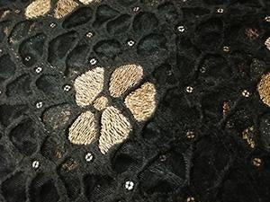 Black&gold heavy embroidery mosaic pattern fabric - STUDIO PEHEL 