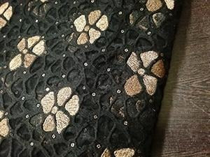 Black&gold heavy embroidery mosaic pattern fabric - STUDIO PEHEL 