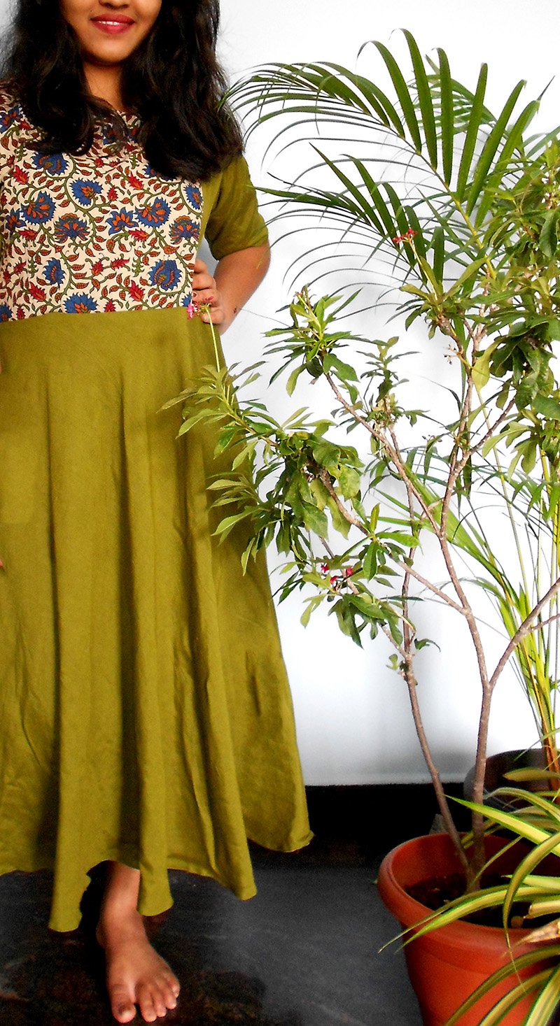 Zara Olive floral dress - STUDIO PEHEL 