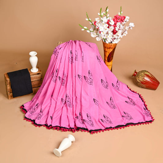 Soft Cotton Sarees - Pink Indian