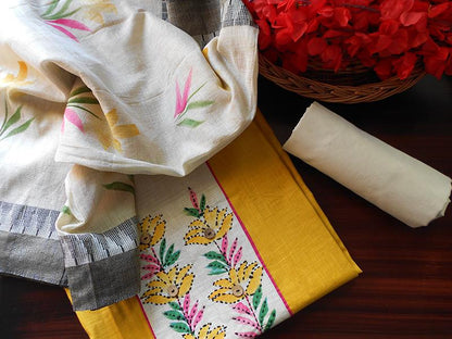 South cotton Handpainted salwar-Yellow - STUDIO PEHEL 
