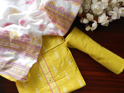 Ikkat cotton arrow print salwar- Lime yellow - STUDIO PEHEL 