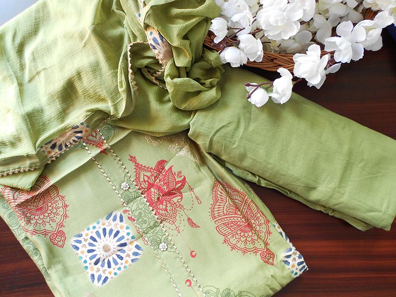 Festive art silk salwar - Dusty Green - STUDIO PEHEL 