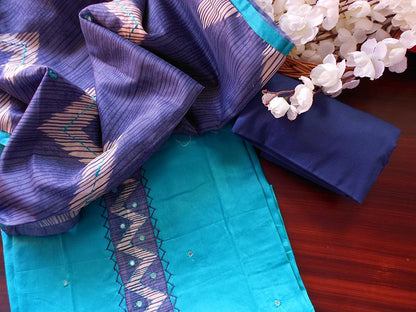 South Cotton silk salwar-Teal - STUDIO PEHEL 