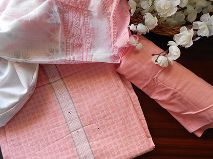Small Checks soft cotton salwar- Pink - STUDIO PEHEL 