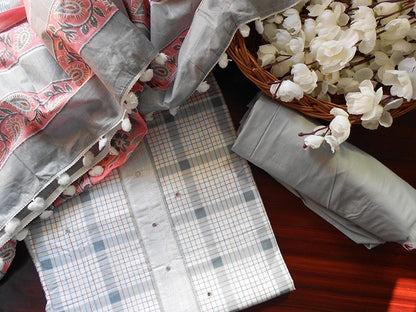 Checkered soft cotton salwarset-Grey - STUDIO PEHEL 