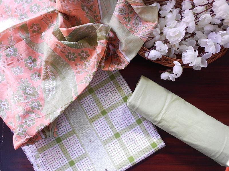 Checkered soft cotton salwarset-green - STUDIO PEHEL 