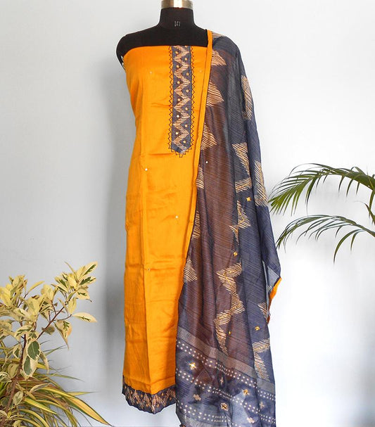 South Cotton silk salwar-Golden Yellow - STUDIO PEHEL 