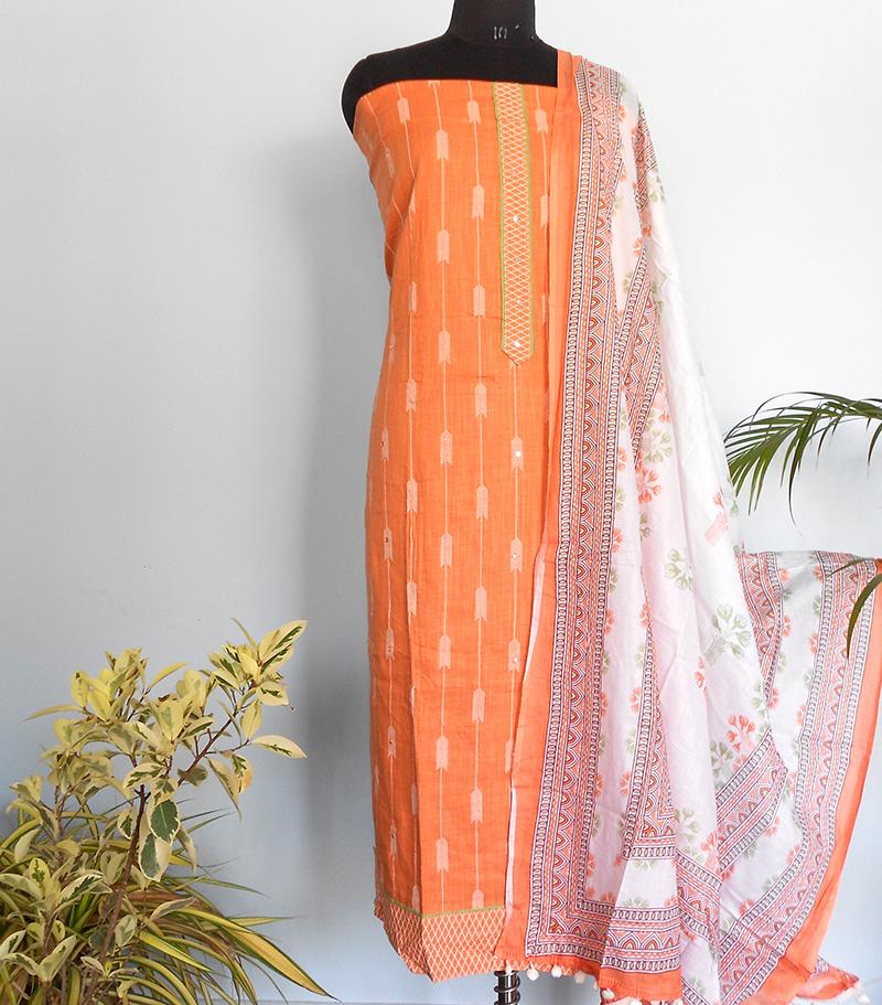 Ikkat cotton arrow print salwar- Peach - STUDIO PEHEL 