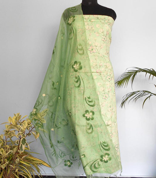 Floral Pastel Salwars- Pista green - STUDIO PEHEL 