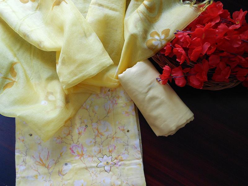 Floral Pastel Salwars- yellow - STUDIO PEHEL 