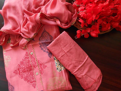 Festive art silk salwar - Flesh pink - STUDIO PEHEL 